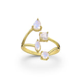 Adjustable Four Stone Rainbow Moonstone Crystal Ring - Beau Life