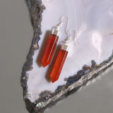 Natural Carnelian Crystal Point Earrings